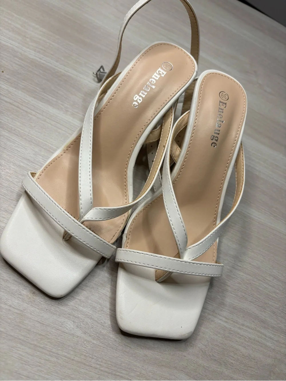 SHEIN white leather